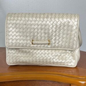 Vintage Ganson San Francisco Woven Leather Crossbody Bag – Ivory